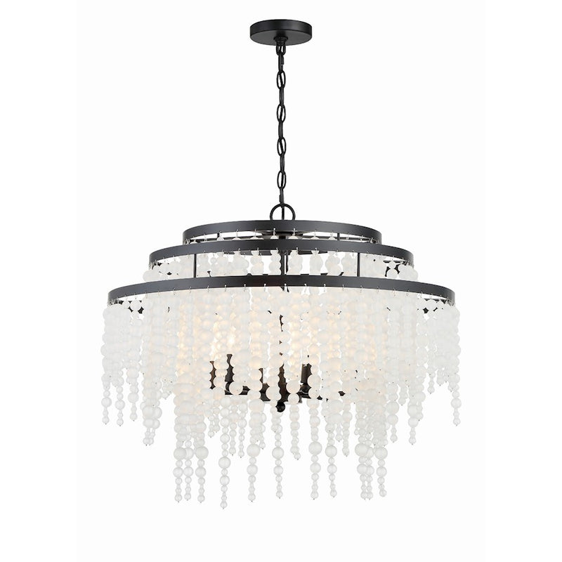 Crystorama Poppy 6 Light Chandelier, Matte Black
