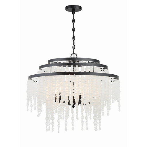 Crystorama Poppy 6 Light Chandelier, Matte Black
