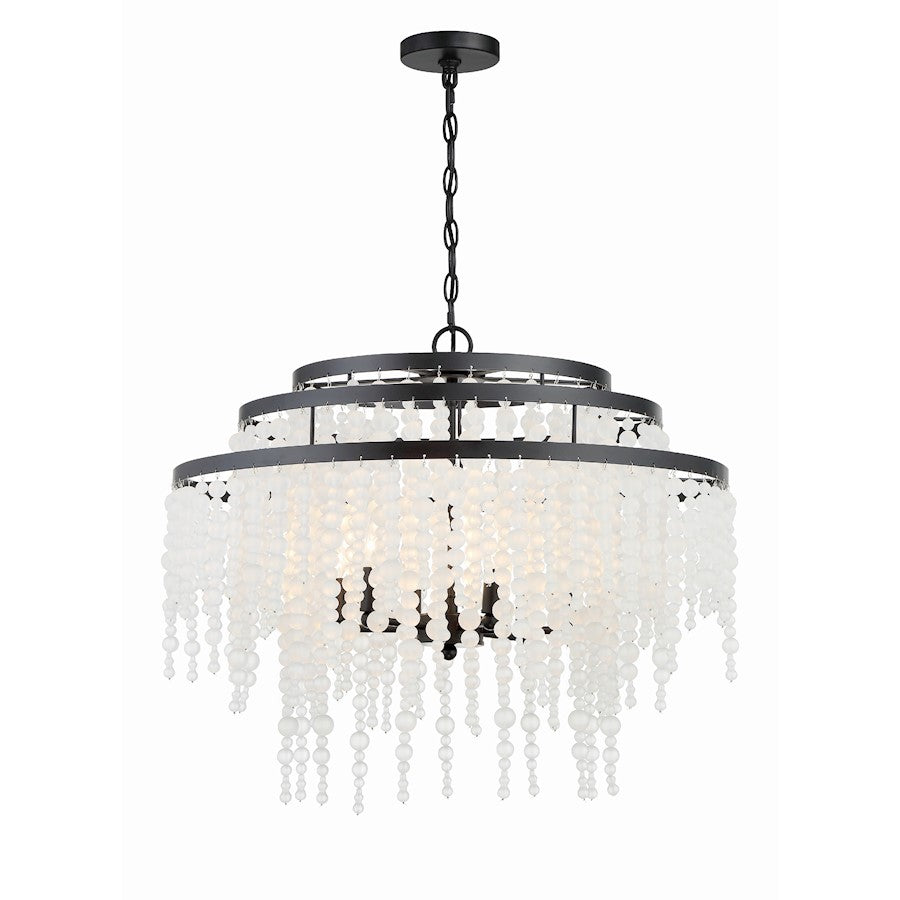 Crystorama Poppy 6 Light Chandelier, Matte Black