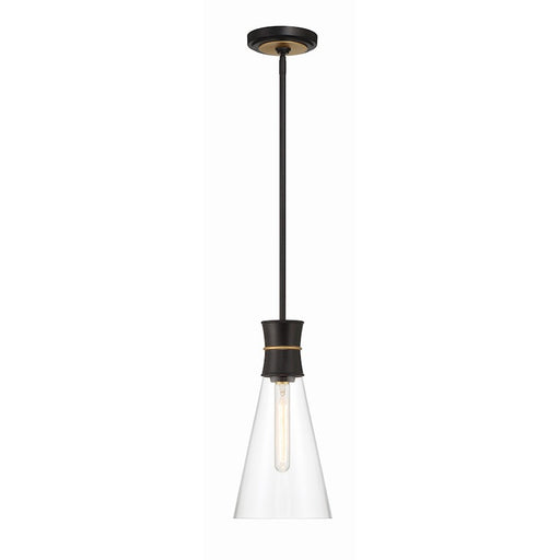 Crystorama Quinn 1 Light Mini Pendant, Black/Gold/Clear