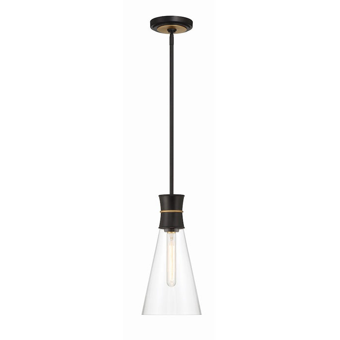 Crystorama Quinn 1 Light Mini Pendant, Black/Gold/Clear
