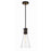 Crystorama Quinn 1 Light Mini Pendant, Black/Gold/Clear