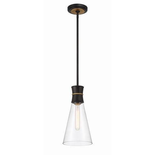Crystorama Quinn 1 Light Mini Pendant, Black/Gold/Clear