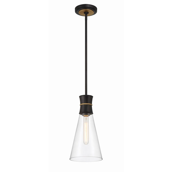 Crystorama Quinn 1 Light Mini Pendant, Black/Gold/Clear