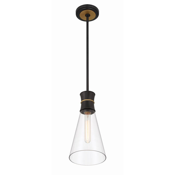 Crystorama Quinn 1 Light Mini Pendant, Black/Gold/Clear