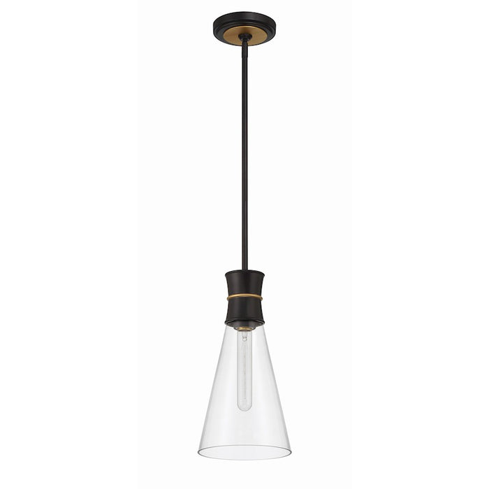 Crystorama Quinn 1 Light Mini Pendant, Black/Gold/Clear