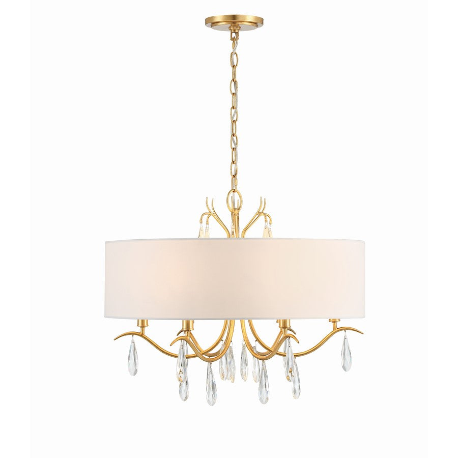 Crystorama Rollins Chandelier, Antique Gold/White