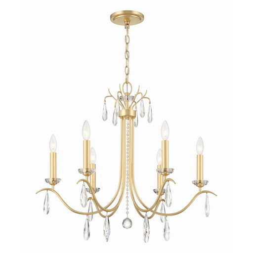Crystorama Rollins 6 Light Chandelier, Antique Gold