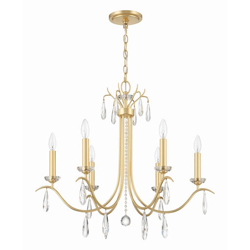 Crystorama Rollins 6 Light Chandelier, Antique Gold