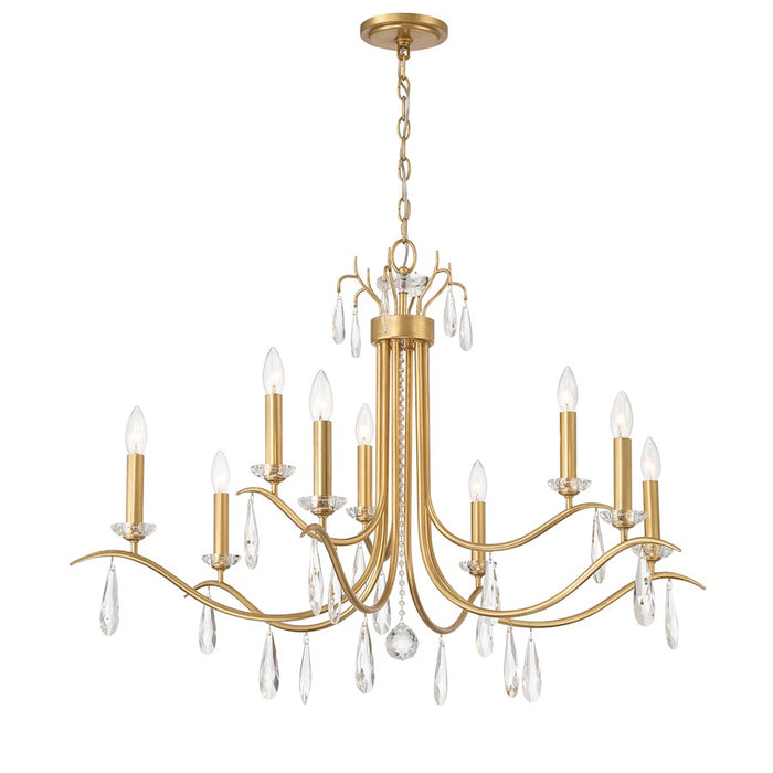 Crystorama Rollins 9 Light Chandelier, Antique Gold - ROL-18819-GA