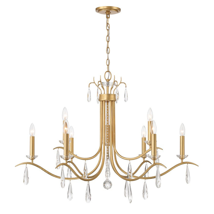 Crystorama Rollins 9 Light Chandelier, Antique Gold