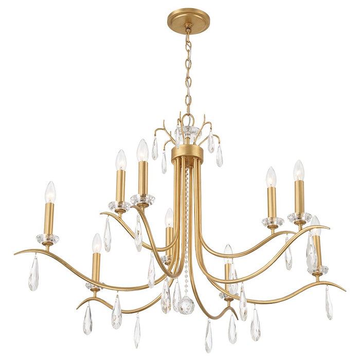 Crystorama Rollins 9 Light Chandelier, Antique Gold