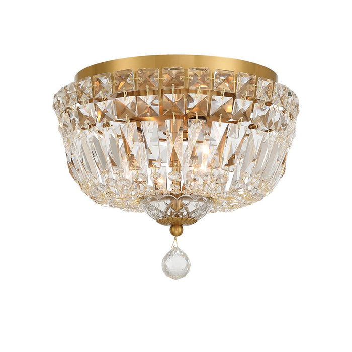 Crystorama Roslyn 3Lt 10" Flush Mount, Aged Brass/Clear