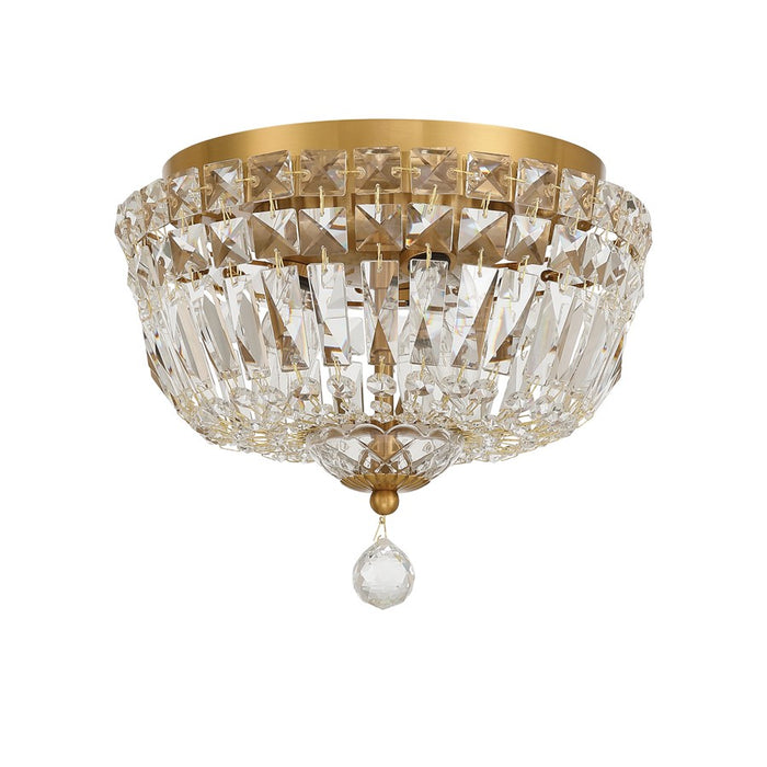 Crystorama Roslyn 3Lt 10" Flush Mount, Aged Brass/Clear