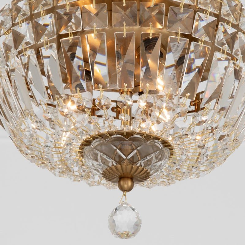 Crystorama Roslyn 3Lt 10" Flush Mount, Aged Brass/Clear