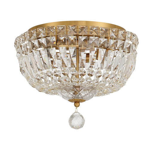 Crystorama Roslyn 4Lt 12" Flush Mount, Aged Brass/Clear
