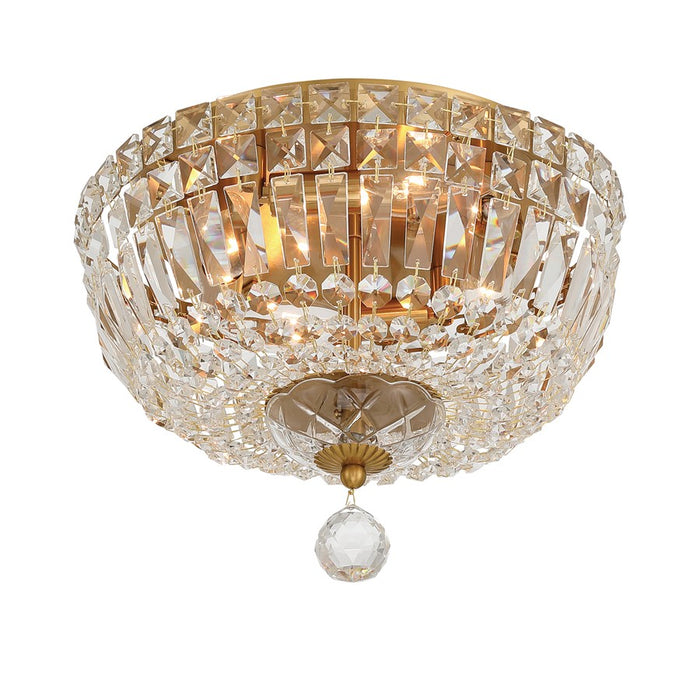 Crystorama Roslyn 4Lt 12" Flush Mount, Aged Brass/Clear