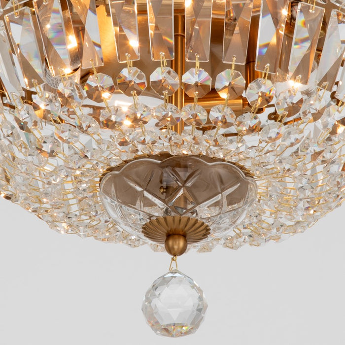 Crystorama Roslyn 4Lt 12" Flush Mount, Aged Brass/Clear