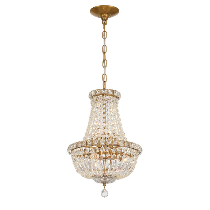 Crystorama Roslyn 5 Light 12" Chandelier, Aged Brass/Clear