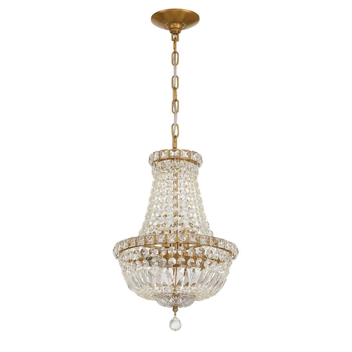 Crystorama Roslyn 5 Light 12" Chandelier, Aged Brass/Clear