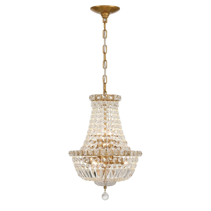 Crystorama Roslyn 5 Light 12" Chandelier, Aged Brass/Clear