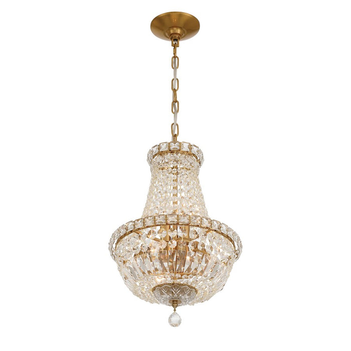 Crystorama Roslyn 5 Light 12" Chandelier, Aged Brass/Clear