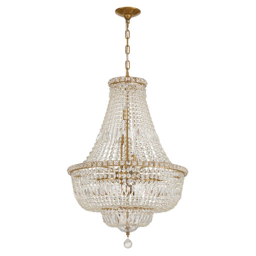 Crystorama Roslyn 9 Light 22" Chandelier, Aged Brass/Clear