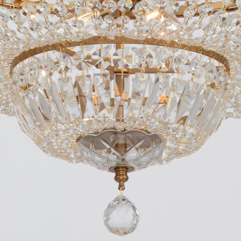 Crystorama Roslyn 9 Light 22" Chandelier, Aged Brass/Clear