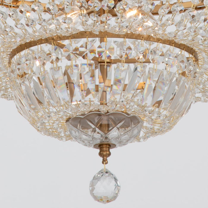 Crystorama Roslyn 9 Light 22" Chandelier, Aged Brass/Clear