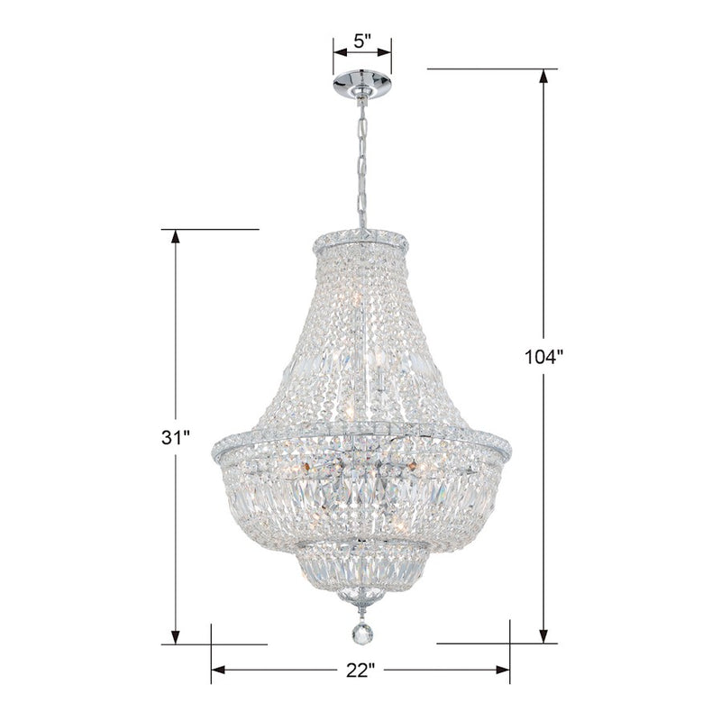 Crystorama Roslyn 9 Light Chandelier, Chrome
