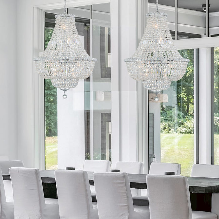 Crystorama Roslyn 9 Light Chandelier, Chrome