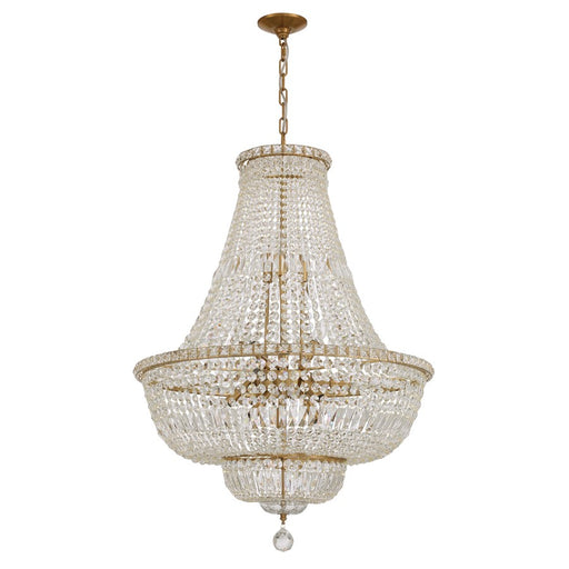 Crystorama Roslyn 15Lt 28" Chandelier, Aged Brass/Clear