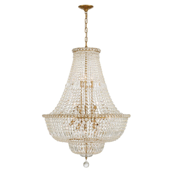 Crystorama Roslyn 15Lt 28" Chandelier, Aged Brass/Clear