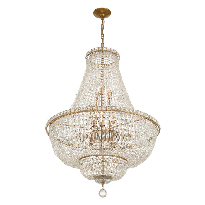 Crystorama Roslyn 15Lt 28" Chandelier, Aged Brass/Clear