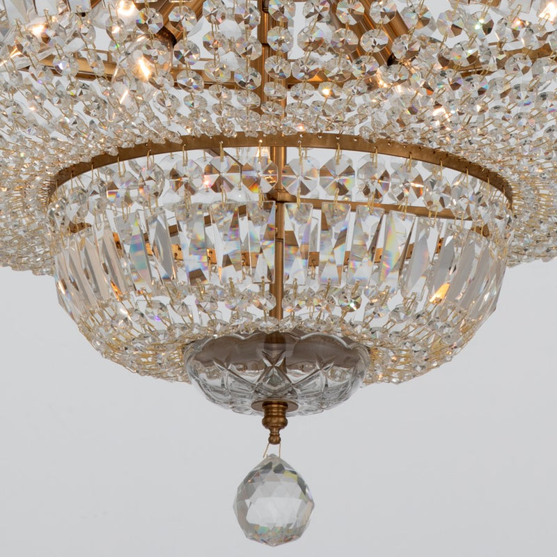 Crystorama Roslyn 15Lt 28" Chandelier, Aged Brass/Clear