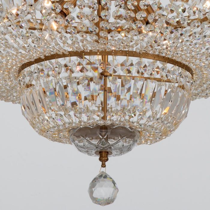 Crystorama Roslyn 15Lt 28" Chandelier, Aged Brass/Clear