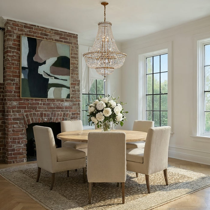 Crystorama Roslyn 15Lt 28" Chandelier, Aged Brass/Clear
