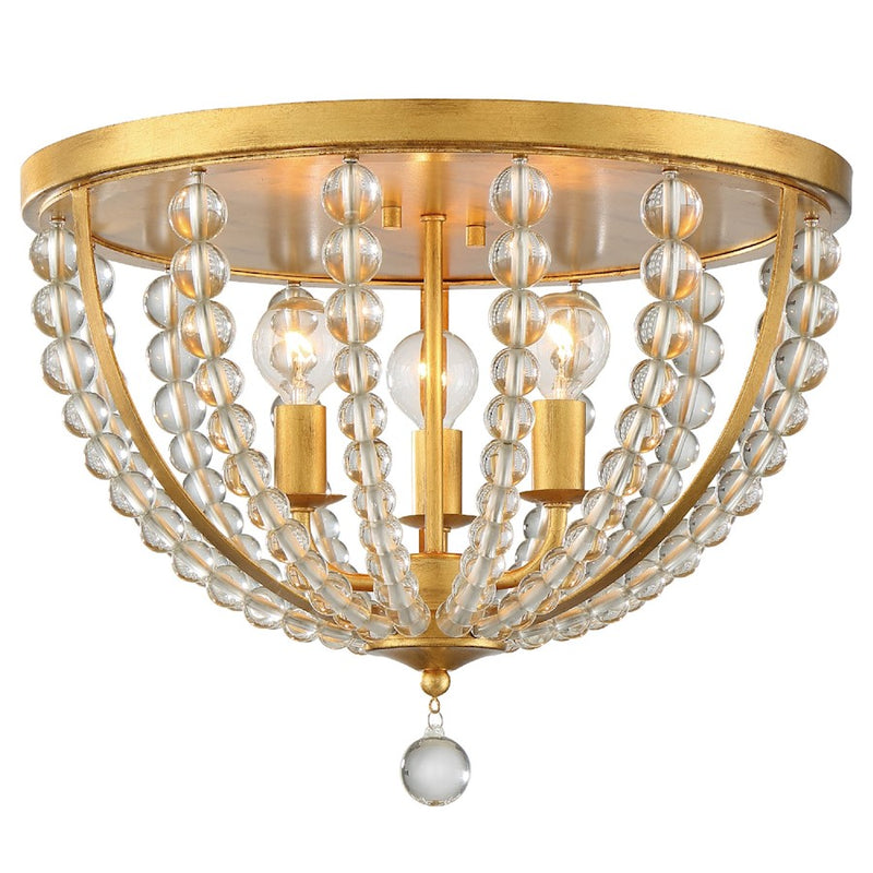 Crystorama Roxy 3 Light Ceiling Mount, Antique Gold