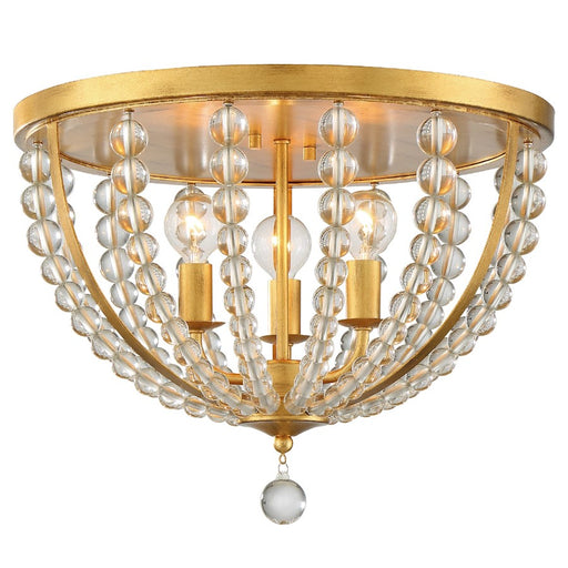 Crystorama Roxy 3 Light Ceiling Mount, Antique Gold