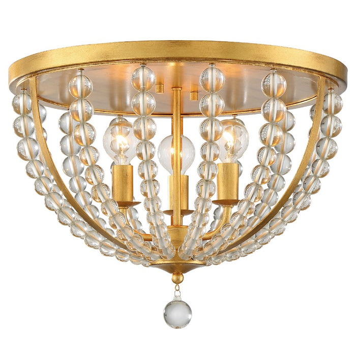Crystorama Roxy 3 Light Ceiling Mount, Antique Gold