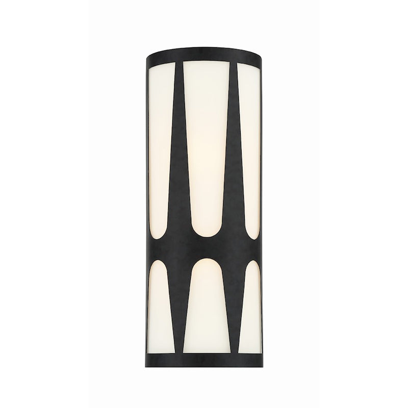 Crystorama Royston 1 Light Sconce, Black/White
