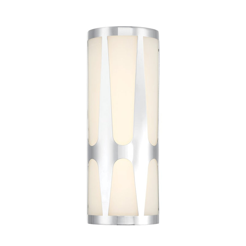 Crystorama Royston 1 Light Sconce, Polished Chrome/White