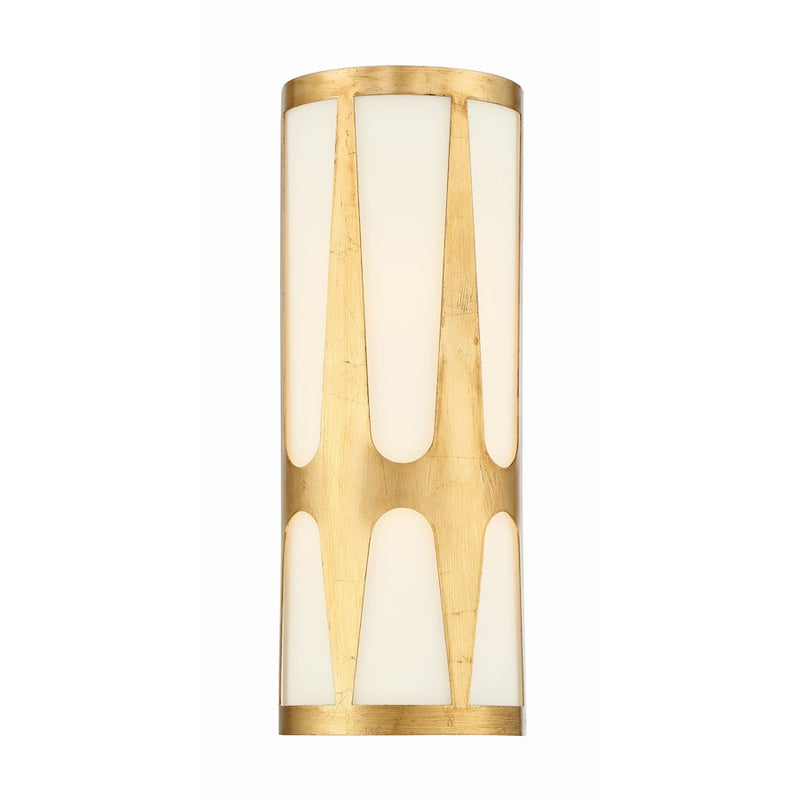 Crystorama Royston 1 Light Sconce, Antique Gold/White