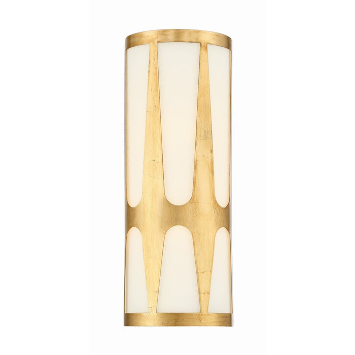 Crystorama Royston Integrated LED Sconce, Antique Gold/White - ROY-802-GA-LED