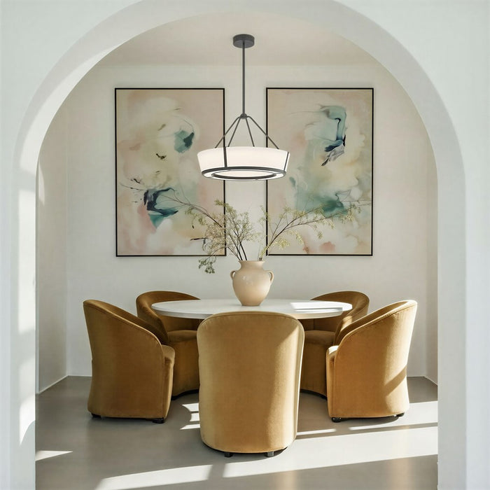 Crystorama Royce 1 Light 24.25" Pendant, Charcoal Bronze/White