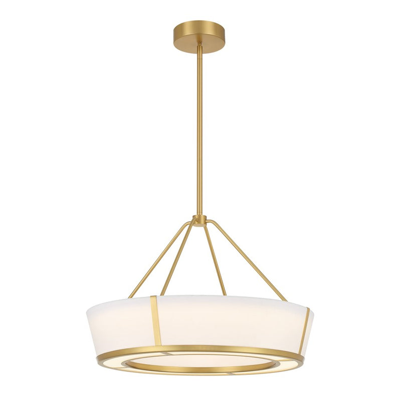 Crystorama Royce 1 Light 24.25" Pendant, Luxe Gold/White