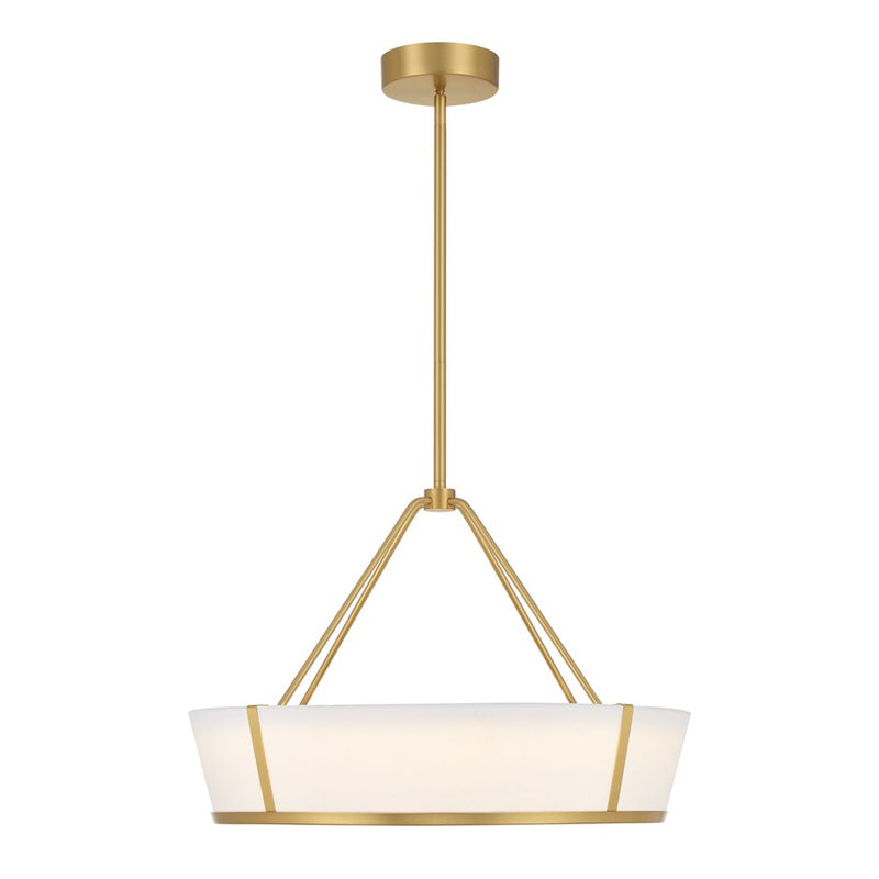 Crystorama Royce 1 Light 24.25" Pendant, Luxe Gold/White