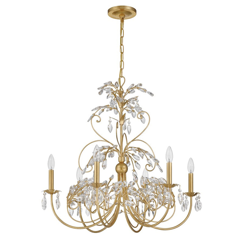 Crystorama Sadie 6 Light Chandelier, Antique Gold