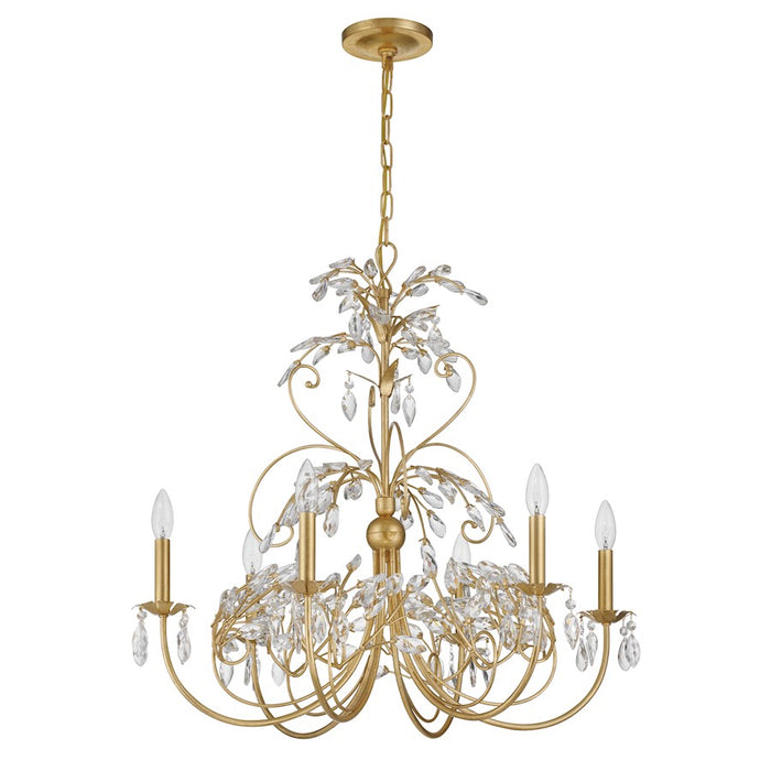 Crystorama Sadie 6 Light Chandelier, Antique Gold