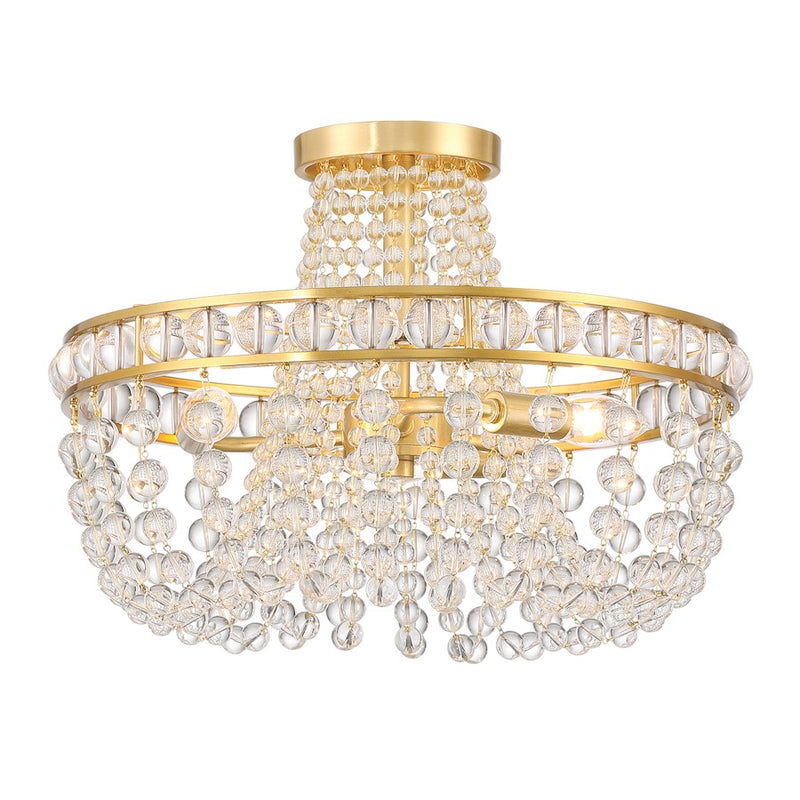 Crystorama Seville 3 Light Semi Flush Mount, Aged Brass